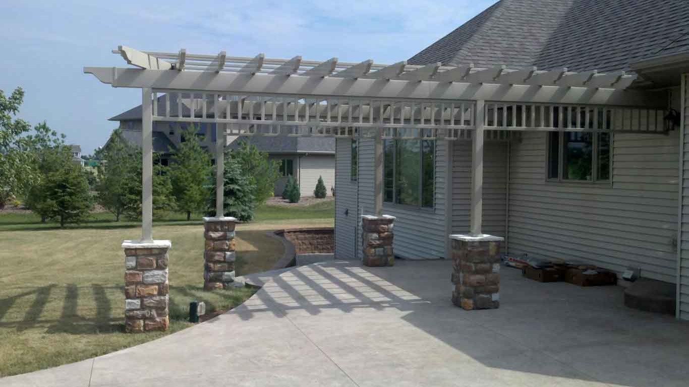 Custom vinyl pergola over patio